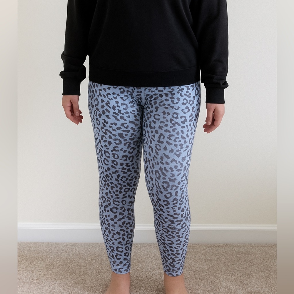 Blue Leopard Print Leggings